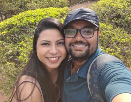 ACCESS Stories February 2026. How I Survived Losing Everything on a Dutch Train. Selfie of Sagarika and Rahul.